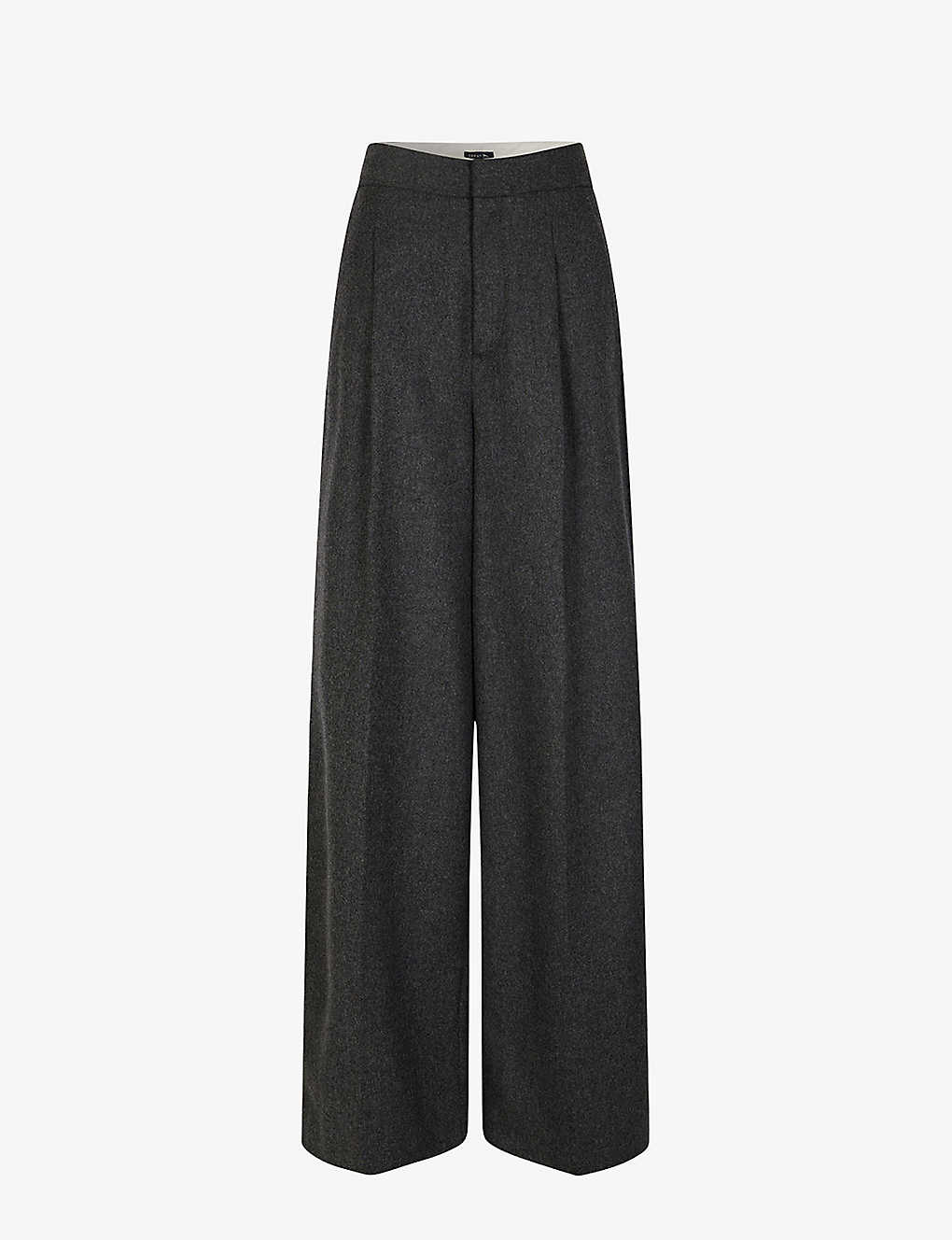 Shop Soeur Women's Grey Pegase Wide-leg High-rise Wool Trousers