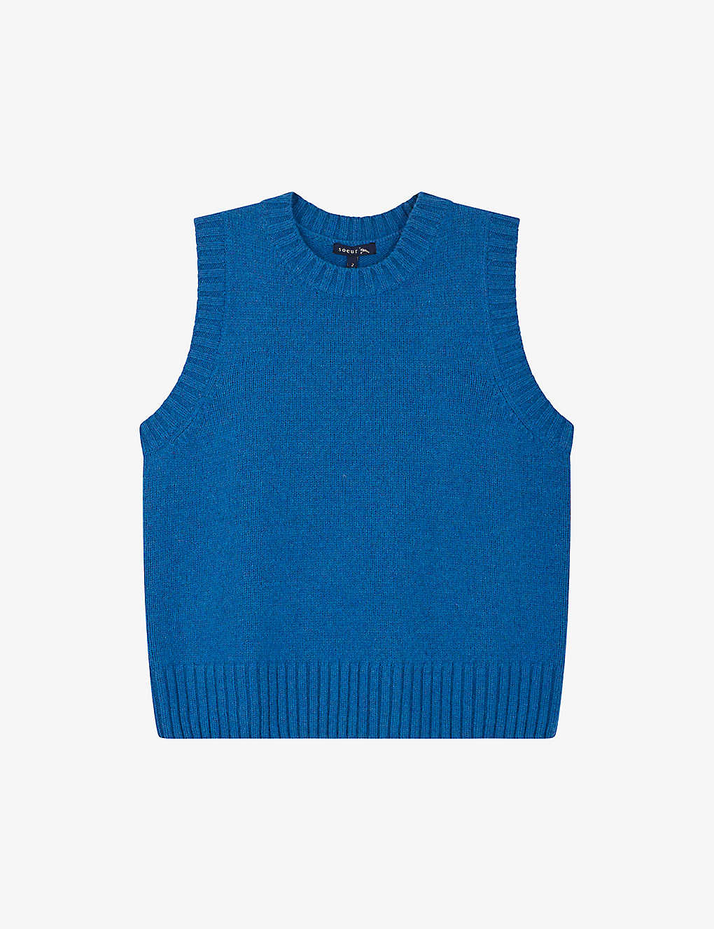 Soeur Namaste Ribbed-collar Stretch-knitted Sweater Vest In Blue