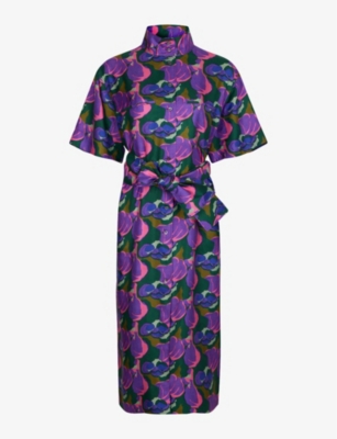 Soeur Witty Abstract-print Silk Midi Dress In Multi-coloured