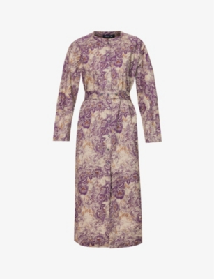 SOEUR: Veena round-neck graphic-pattern cotton midi dress