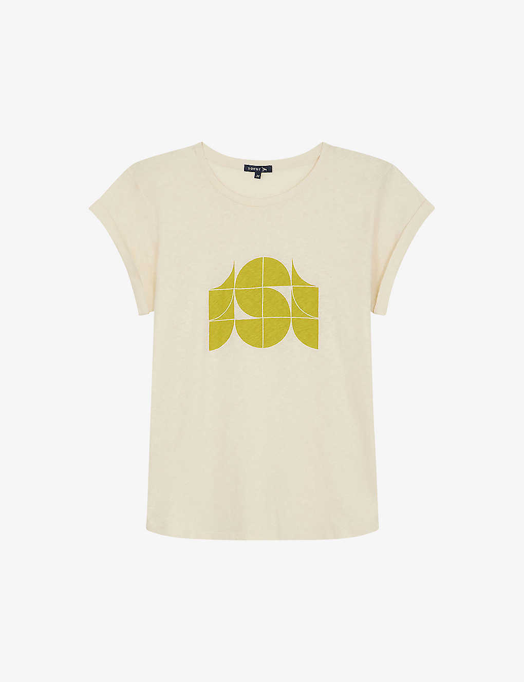 Soeur Valentina Brand-print Organic-cotton And Linen-blend T-shirt In Cream