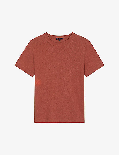 SOEUR: Cyril round-neck cotton and linen-blend T-shirt