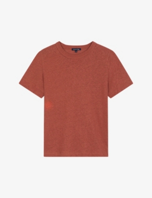 Soeur Cyril Round-neck Cotton And Linen-blend T-shirt In Coral