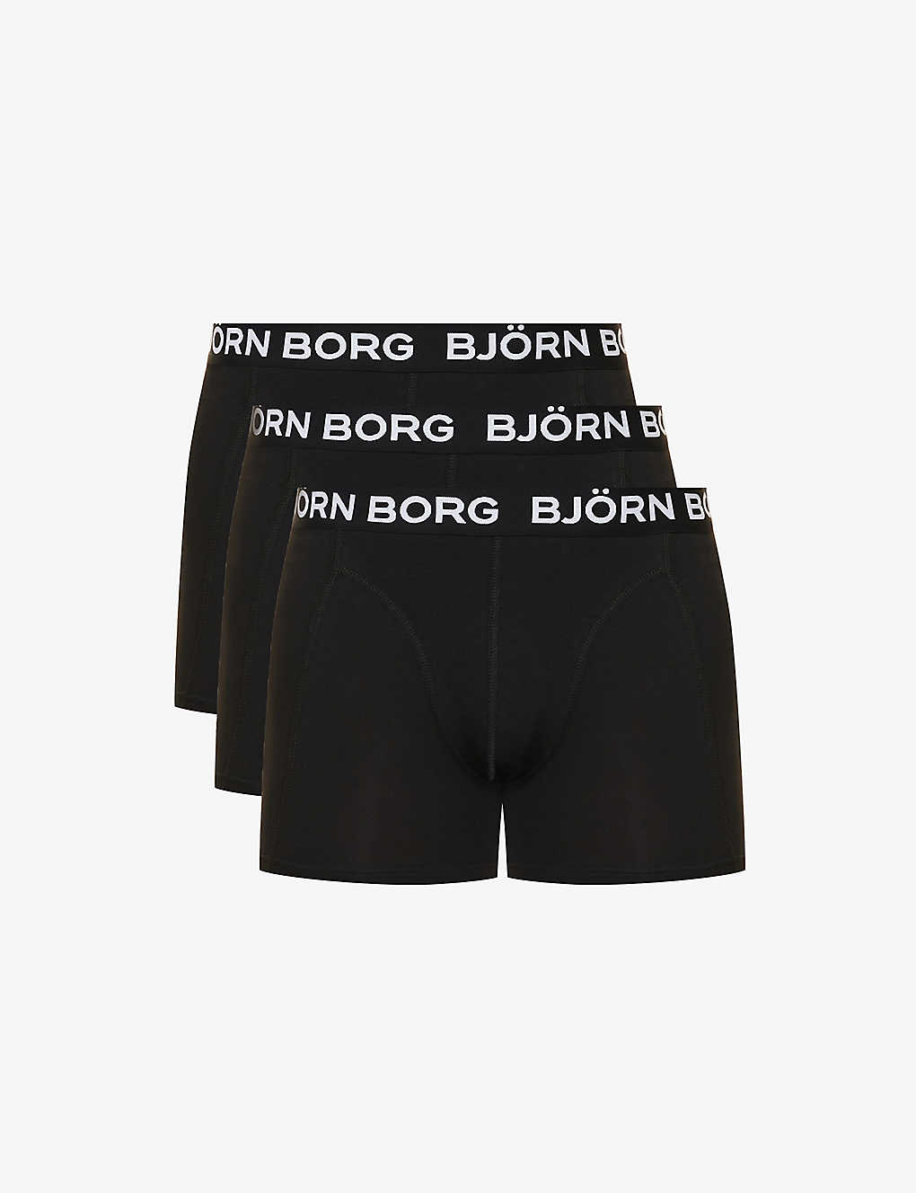 Bjorn Borg Mens Multipack 1 Pack Of Three Essential Branded-waistband Regular-fit Stretch-cotton Box