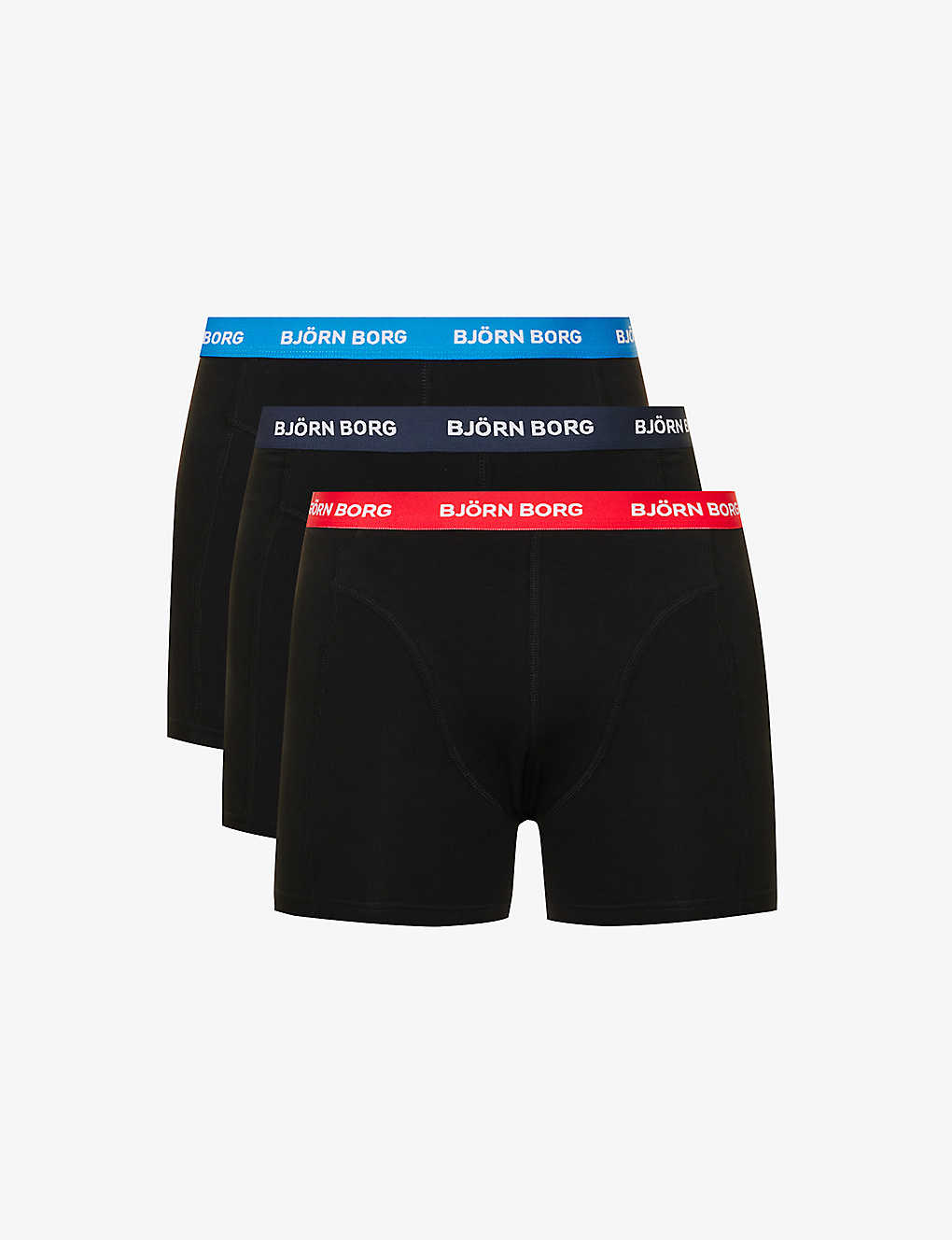 Bjorn Borg Pack Of Three Essential Branded-waistband Regular-fit Stretch-cotton Boxers In Black