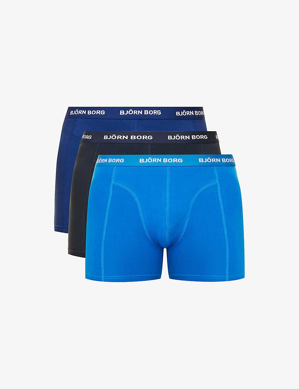 Bjorn Borg Mens Skydiver Pack Of Three Essential Branded-waistband Regular-fit Stretch-cotton Boxers