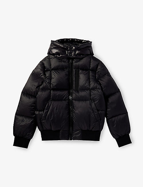MOOSE KNUCKLES: 125th Street brand-patch recycled-nylon-down jacket 10-16 years