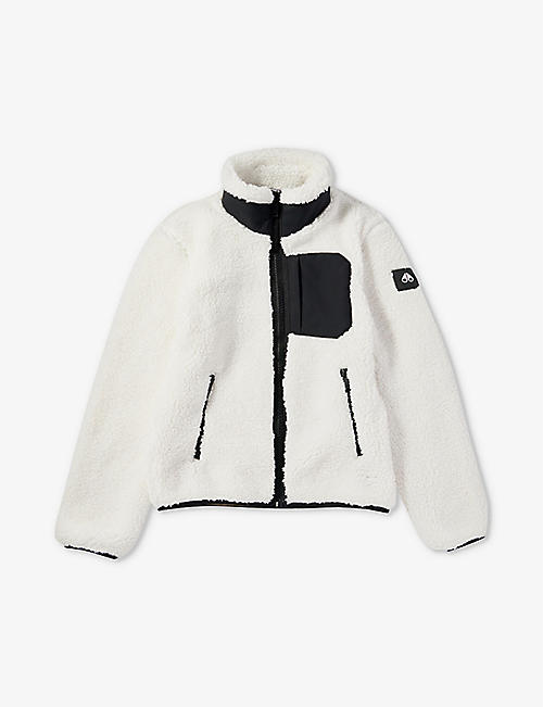 MOOSE KNUCKLES: Saglek brand-print zip-up recycled-polyester jacket 10-16 years