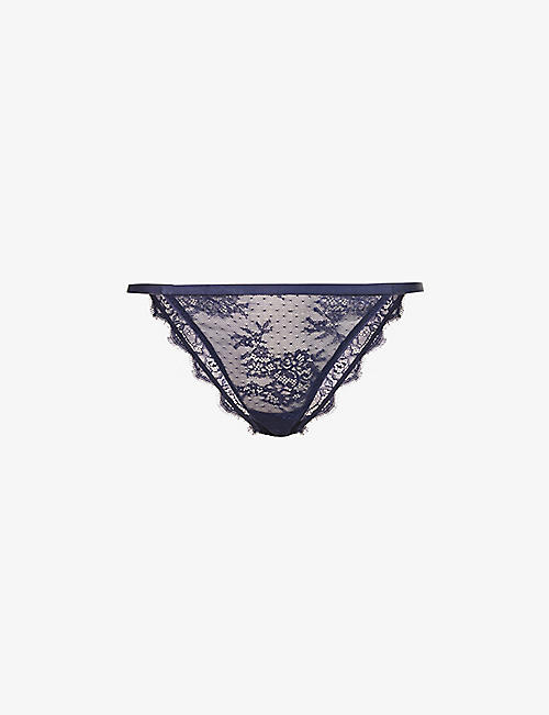 LOVE STORIES: Charlotte floral-embroidered stretch recycled-polyamide briefs