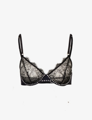 LOVE STORIES: Romeo floral-embroidered stretch recycled-polyamide bra