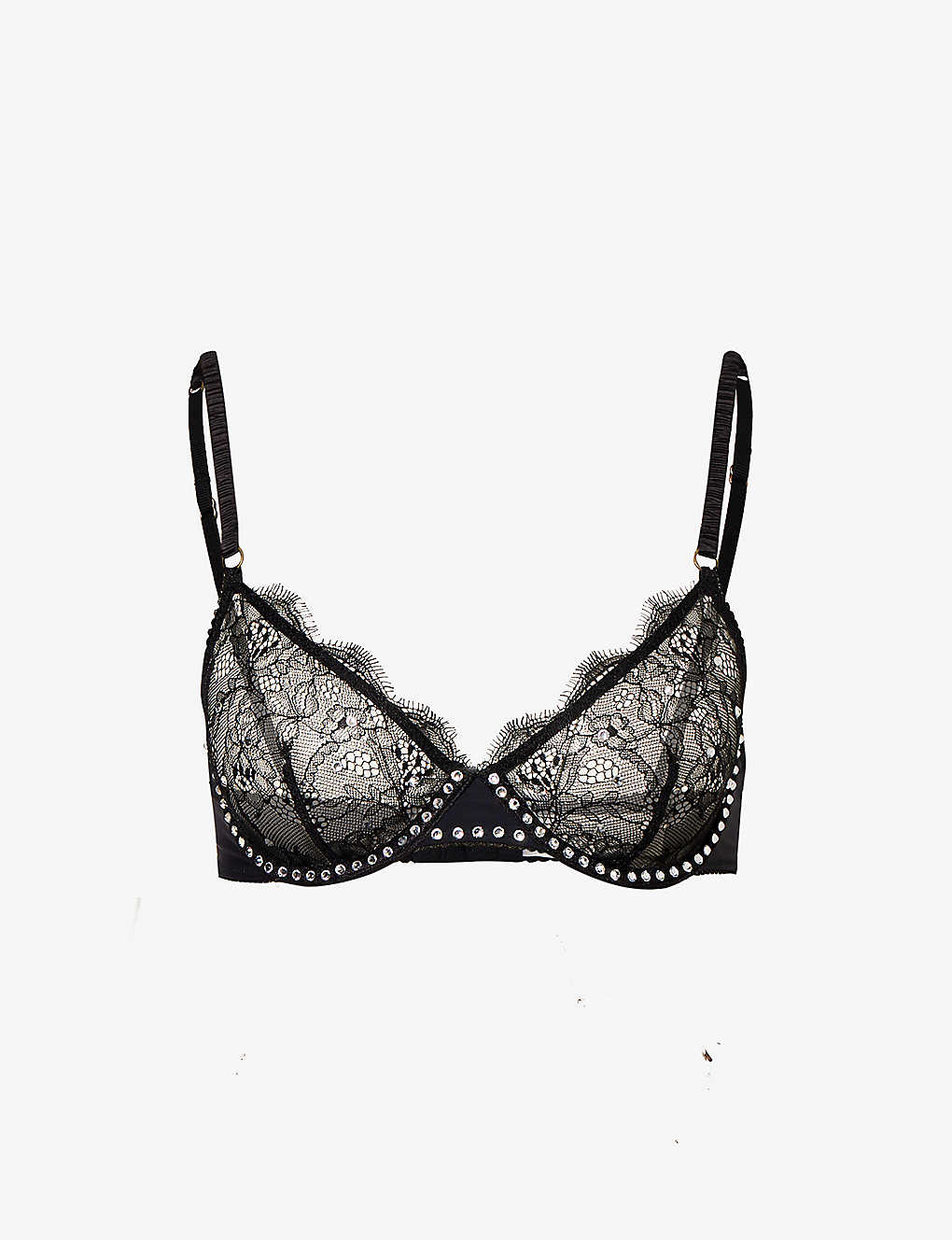 Love Stories Womens Black Romeo Floral-embroidered Stretch Recycled-polyamide Bra