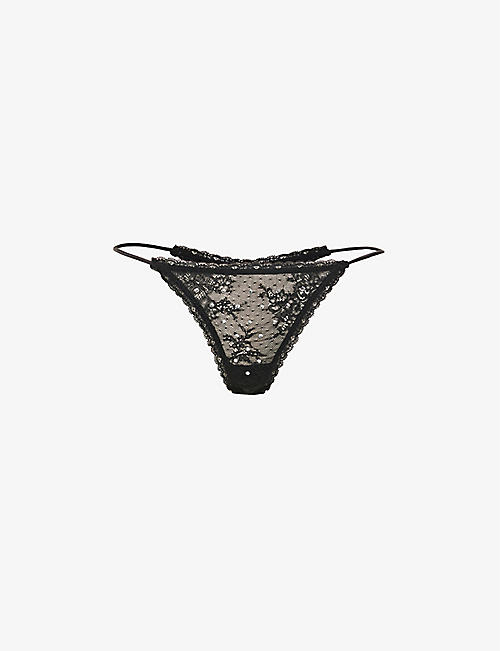 LOVE STORIES: Roomie rhinestone-embellished stretch recycled-polyamide thong