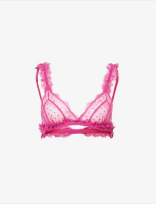 Dora Larsen Frankie Lace-trimmed Stretch-satin Bralette In Pink