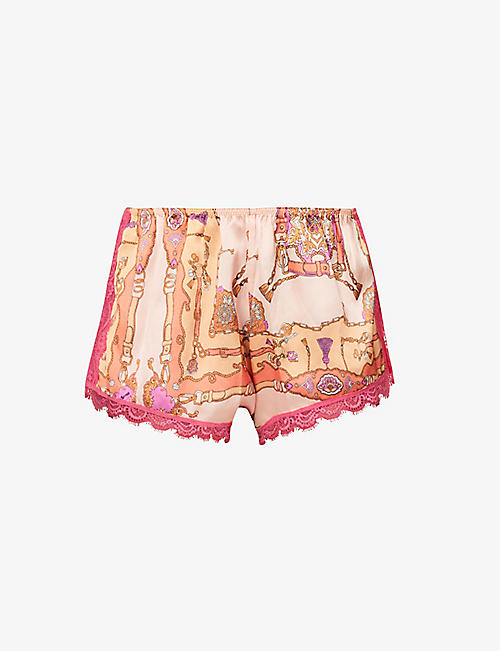LOVE STORIES: Apollo graphic-pattern recycled polyester-blend pyjama shorts