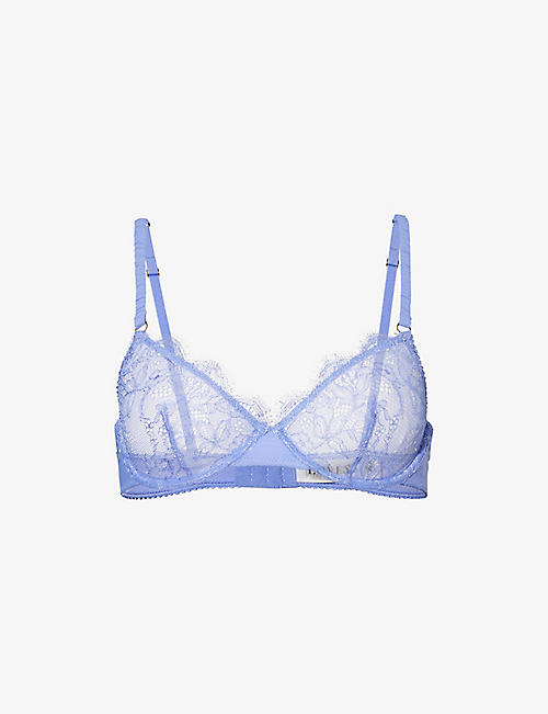LOVE STORIES: Romeo plunge-neck recycled polyamide stretch-lace bra