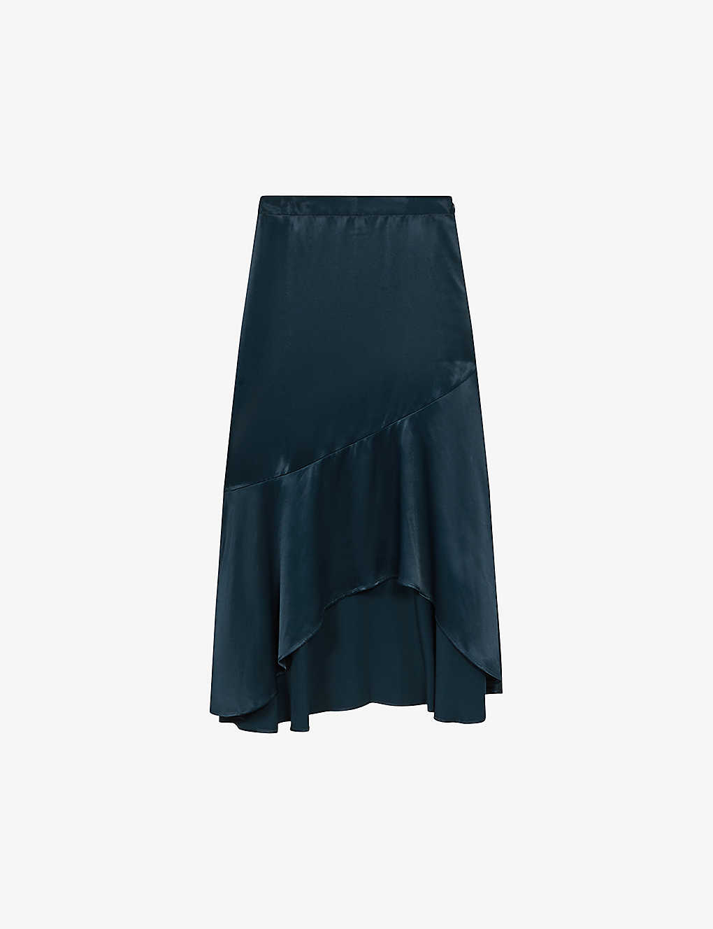 Reiss Inga - Teal Satin High Rise Midi Skirt, Us 0