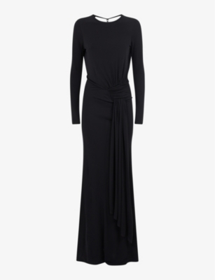 REISS - Dora diamante-embellished long-sleeve jersey maxi dress ...