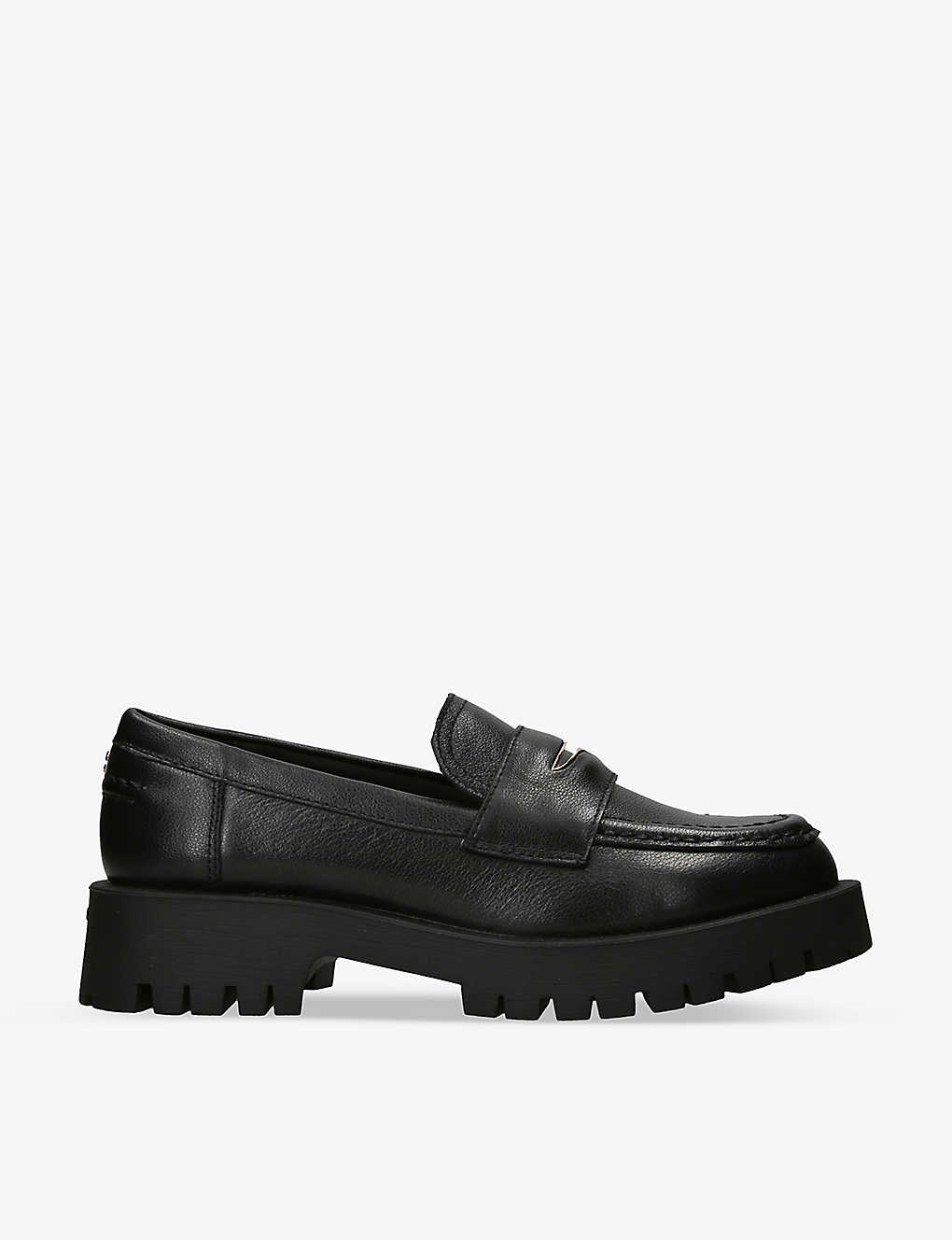 Carvela Womens Black Stomper 2 Strap-detail Leather Loafers