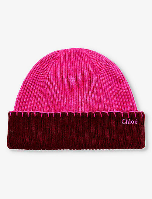 CHLOE: Brand-embroidered ribbed-knit wool and cashmere beanie