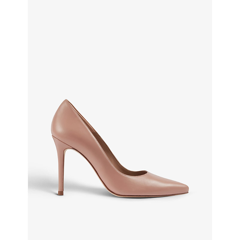 Lk Bennett Fern Pointed-toe Leather Heeled Courts In Pin-rose
