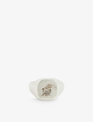 FREDERICK GROVE GOAT STERLING-SILVER SIGNET RING 