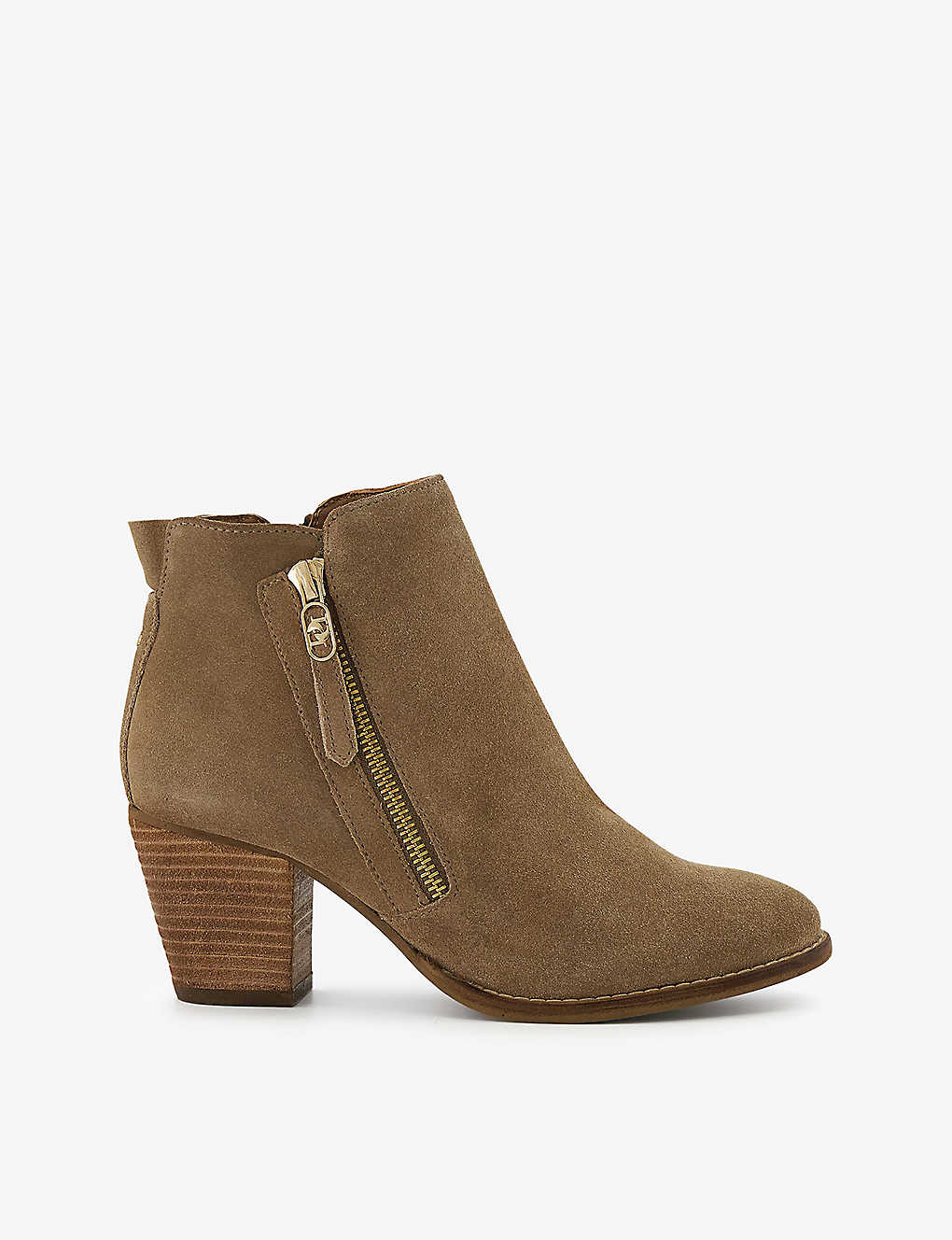 Dune Paicey Zip-up Heeled Suede Ankle Boots In None/clear