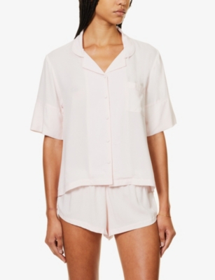 Shop Bluebella Marla Relaxed-fit Woven Pyjama Set In Pearl Pink