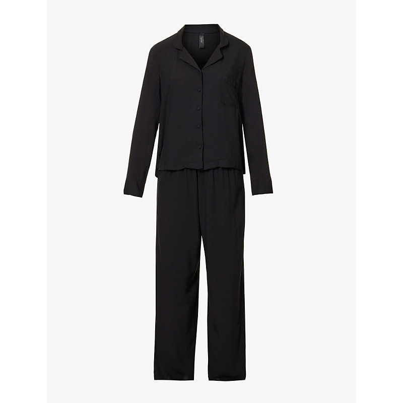 Shop Bluebella Tarcon Relaxed-fit Woven Pyjama Set In Black