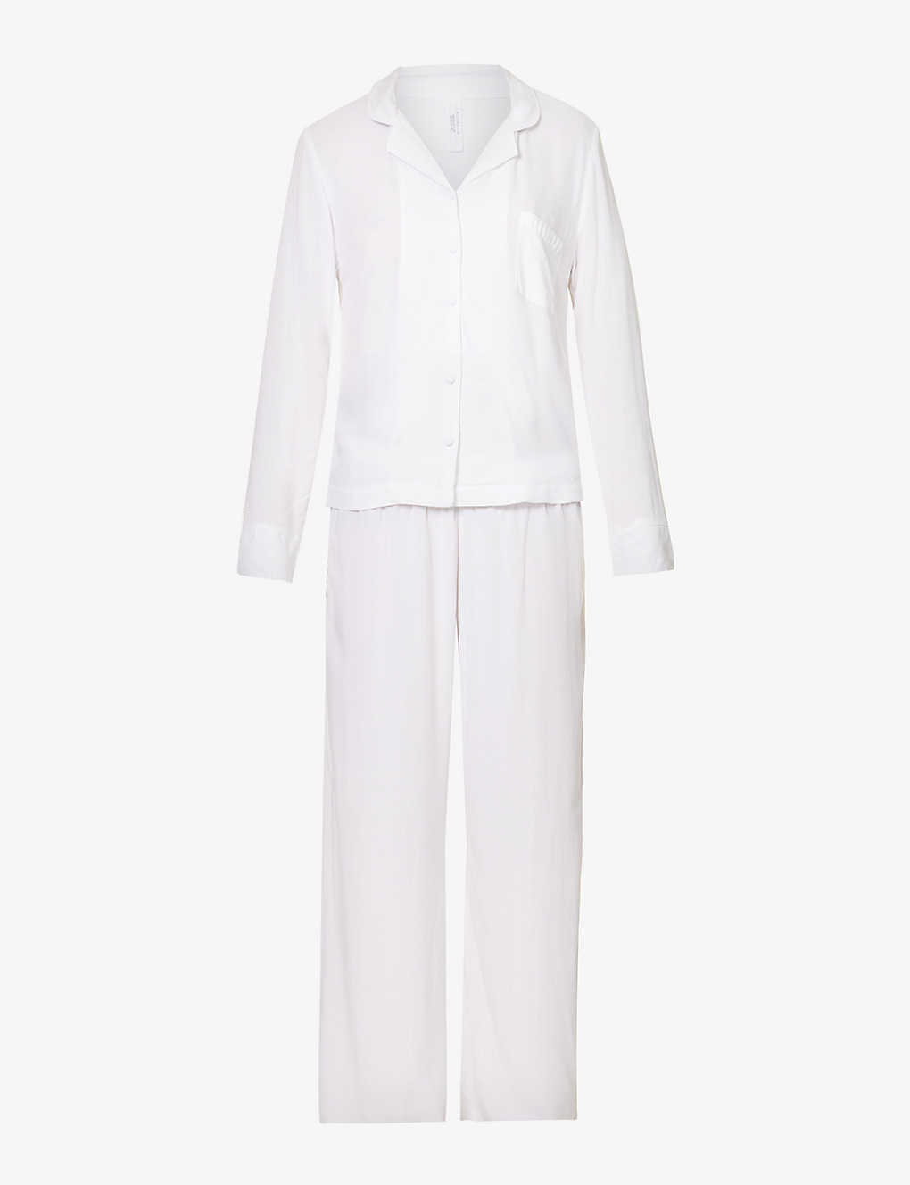 Bluebella Womens White Tarcon Relaxed-fit Woven Pyjama Set