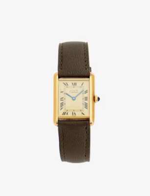 NOT APPLICABLE: Pre-loved Cartier RES-58 Tank Must de Cartier yellow gold-plated sterling-silver quartz watch