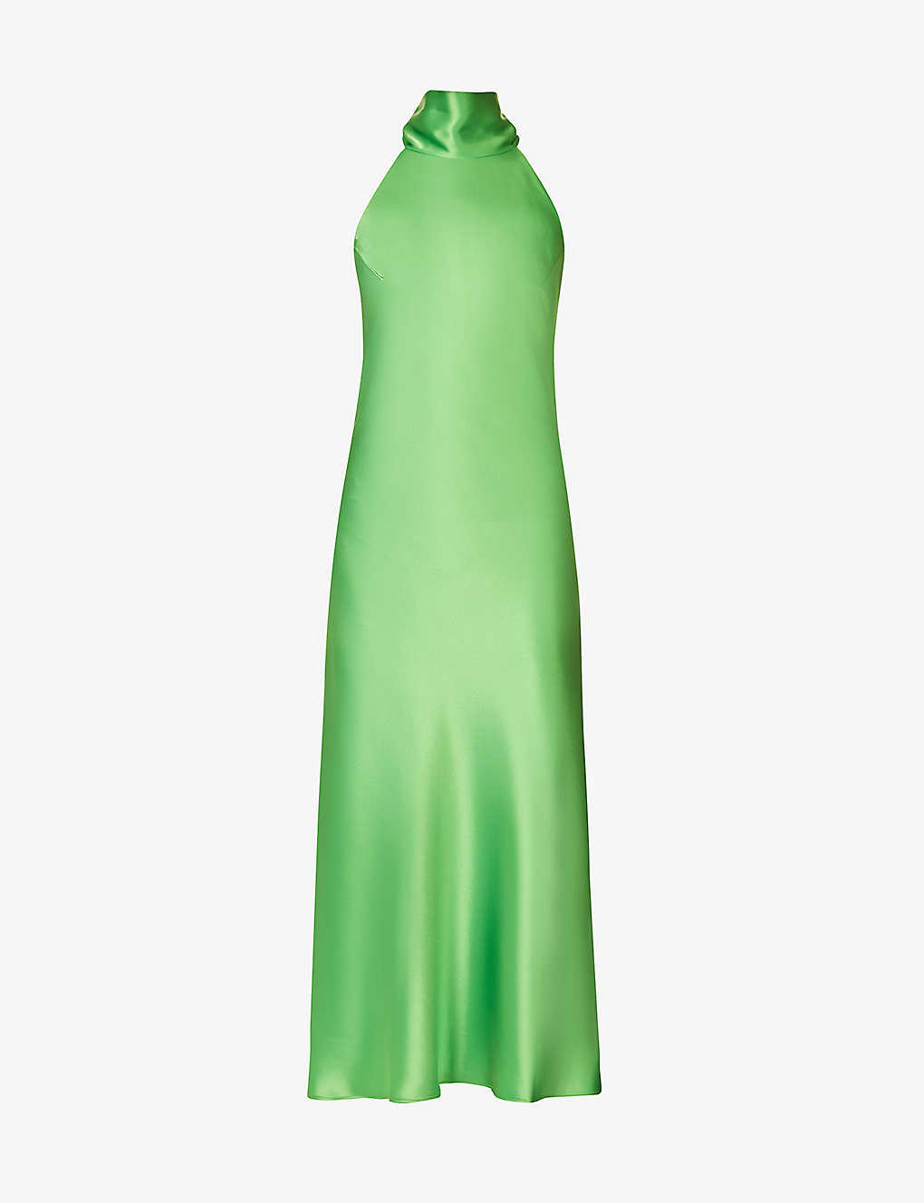 Galvan Sienna Halterneck Satin Midi Dress In Paris Green