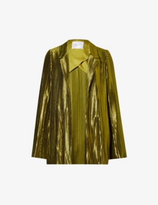 Galvan Nuage Pleated Blazer In Olivine