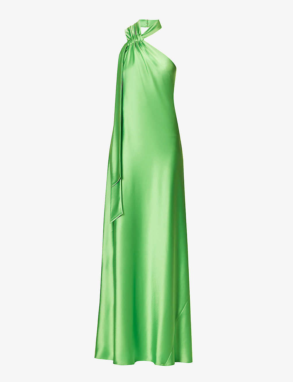 Shop Galvan London Women's Paris Green Ushuaia Asymmetric-hem Satin Maxi Dress