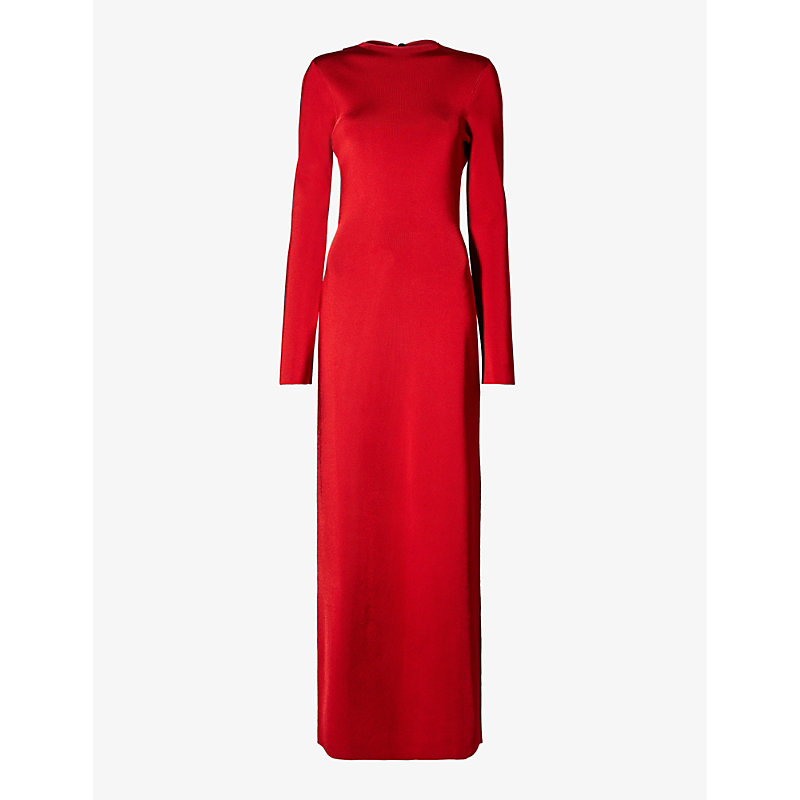 Galvan London Womens Rouge Piaf Vega Open-back Stretch-woven Blend Maxi Dress In 641rouge_piaf