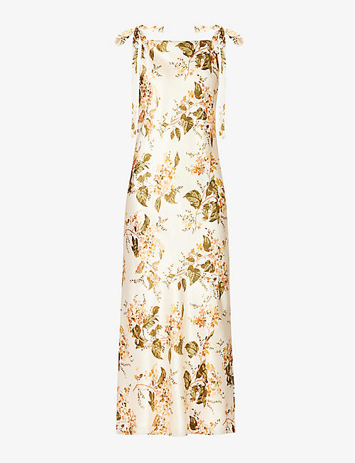 REFORMATION: Aden floral-pattern silk midi dress