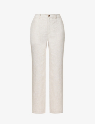 REFORMATION: Freddie high-rise straight-leg linen trousers