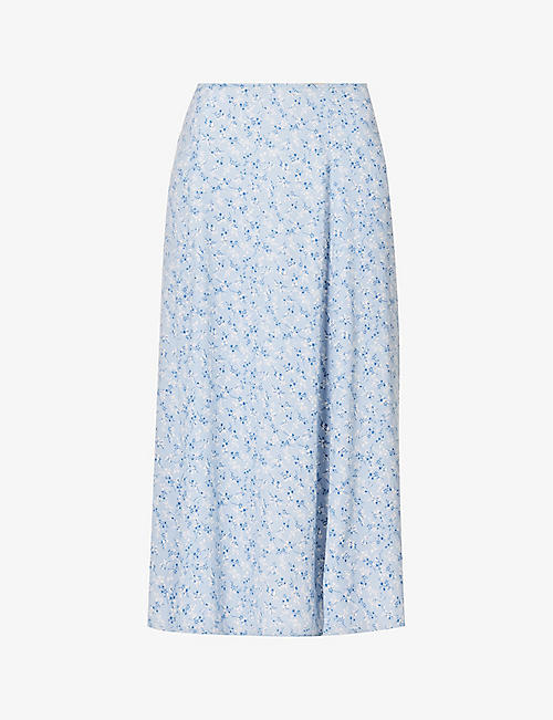 REFORMATION: Zoe floral-print regular-fit woven-blend midi skirt