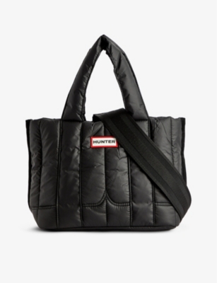 Hunter Intrepid Puffer Recycled-polyester Tote Bag In Black/red Box Logo