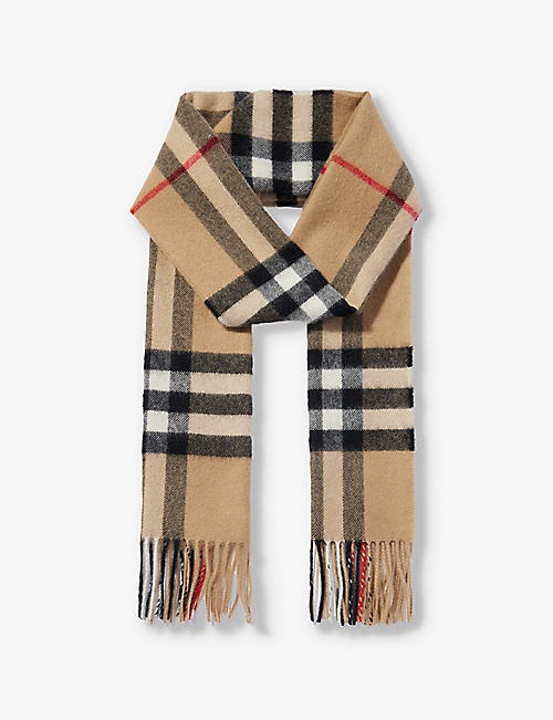 BURBERRY: Giant Check brand-print cashmere scarf