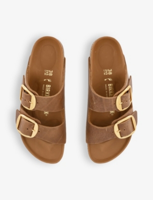 Birkenstock Womens Cognac Hex Arizona Big Buckle Leather Sandals Eur 37 / 4 Uk In Cognac Hex