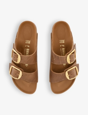 Shop Birkenstock Arizona Big Buckle Leather Sandals In Cognac Hex