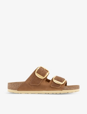 Shop Birkenstock Arizona Big Buckle Leather Sandals In Cognac Hex