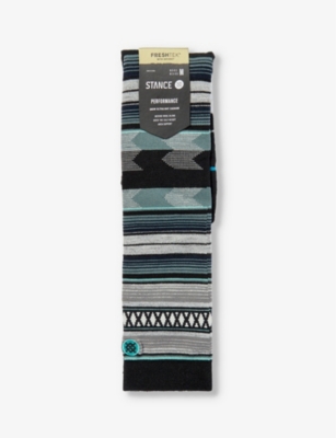 Stance Womens Teal Baron Graphic-pattern Knee-high Stretch-woven Socks