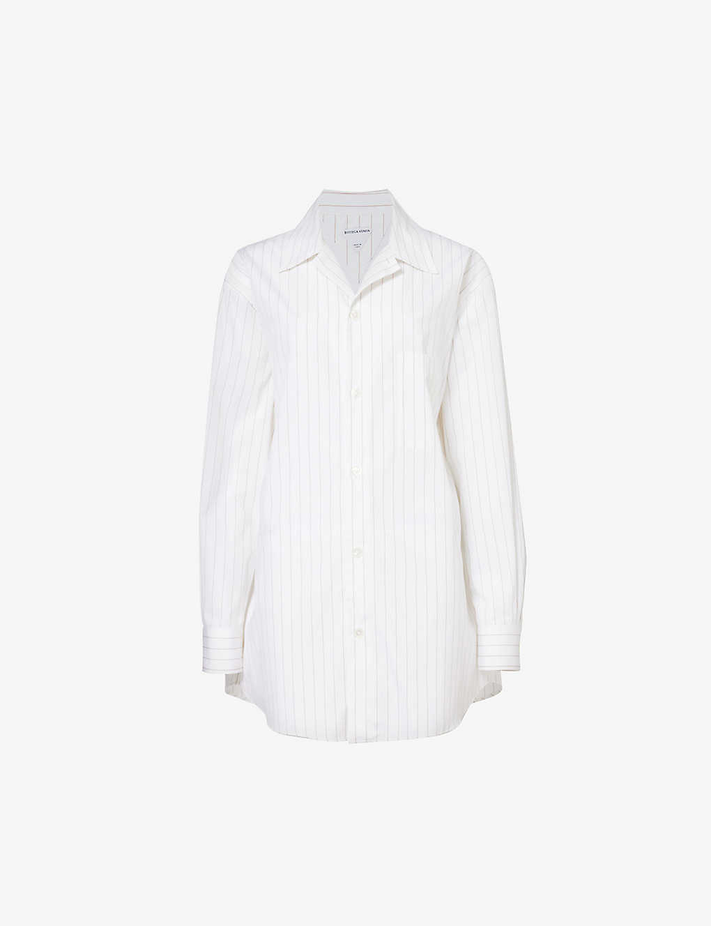 Bottega Veneta Womens White Beige Striped Relaxed-fit Cotton Shirt