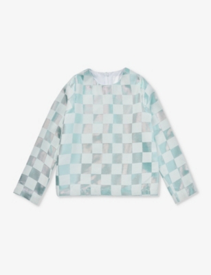 Caroline Bosmans Bow-detailed Metallic Top In Pale Blue