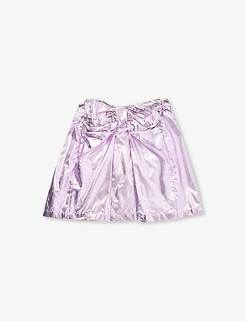 CAROLINE BOSMANS: Metallic bow-embellished coated-cotton skirt 6-12 years
