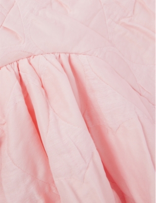 Shop Caroline Bosmans Girls Flamingo Kids Heart-pattern Puff-sleeve Woven Dress 4-12 Years In Pale Pink