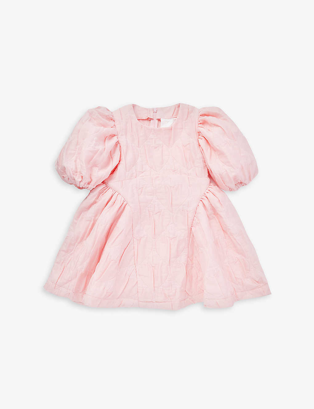 Caroline Bosmans Girls Flamingo Kids Heart-pattern Puff-sleeve Woven Dress 4-12 Years In Pale Pink