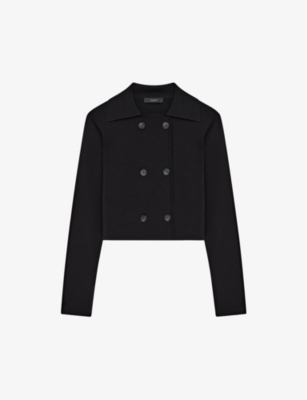 Joseph Womens Black Milano Cropped Double-breasted Jacket In Black
