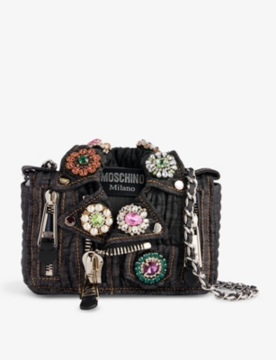 Moschino Womens Fantasy Print Black Biker New Releases